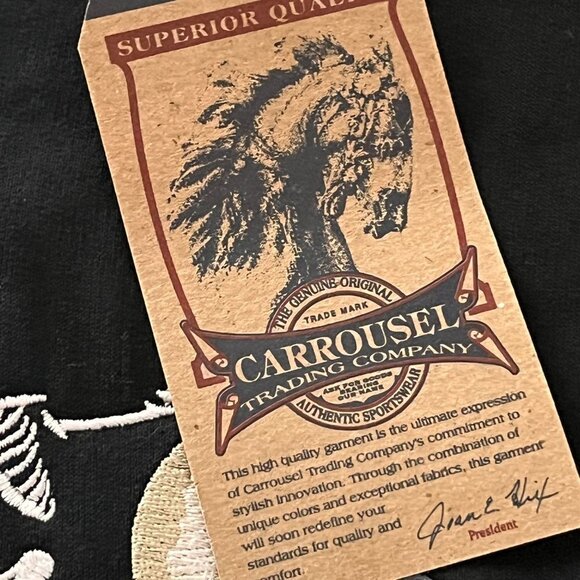 Carrousel Sweater Mens Large Black Pullover Skeleton Print Long Sleeve Preshrunk - Picture 6 of 8